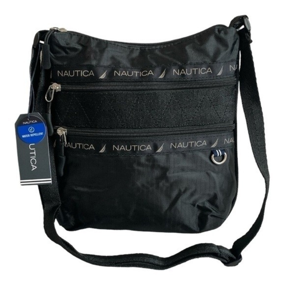 Nautica Black Nylon Captain's Quarters Hobo Crossbody Travel Bag NWT - Picture 3 of 9